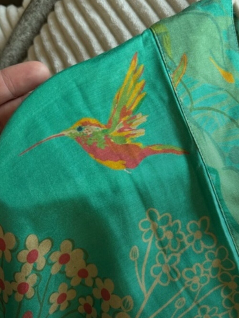 Powder NWT Green Hummingbird And Floral Short Kimono-Style Jacket - Picture 7 of 14